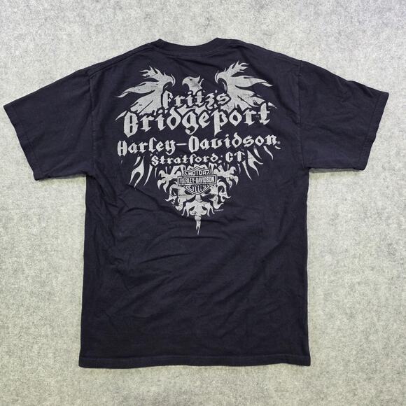 VTG Harley Davidson Motorcycle T Shirt Mens Medium Black Live To Ride Eagle CT - Picture 7 of 10